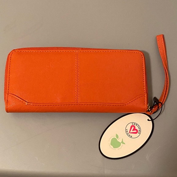 NWT Urban Expressions Orange Studded Zip Wallet Vegan - Picture 4 of 7